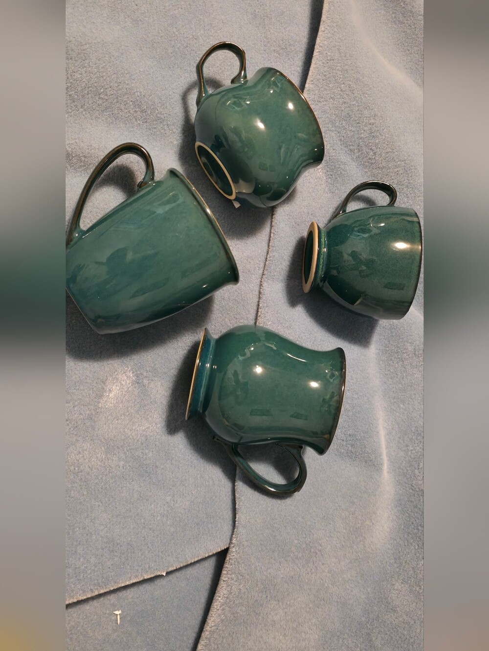 4/$97 Deal! Denby Set Of Beautiful Teal Mugs - Set of 4